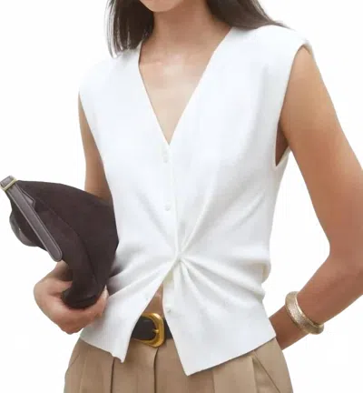Suncoo Draped Sleeveless Cardigan In Ecru In White