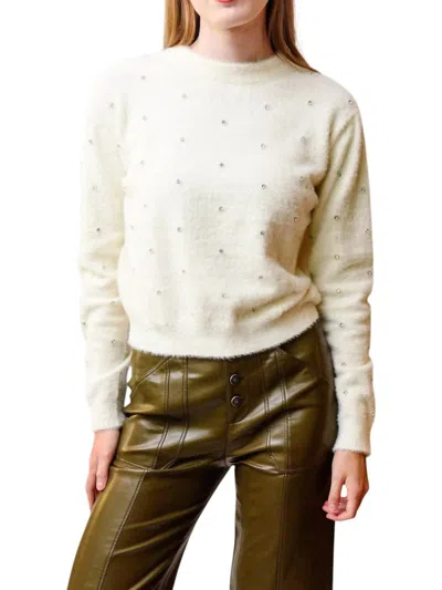 Suncoo Embellished Sweater In Ivory In Multi