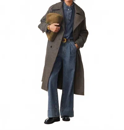 Suncoo Emo Wool Coat In Choco In Green