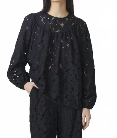 Suncoo Eyelet Lace Blouse In Black