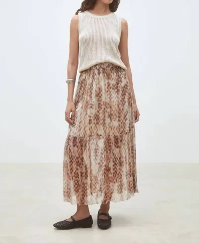 Suncoo Fauve Long Leopard Print Skirt In Beige In Animal Print