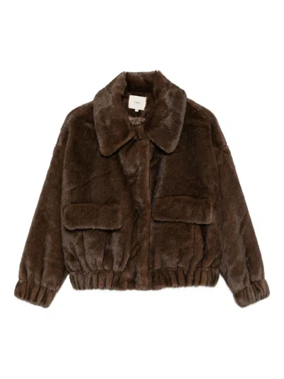 Suncoo Faux-fur Coat In Brown