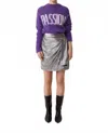 Suncoo Flor Metallic Mini Skirt In Silver In Multi