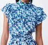 Suncoo Flutter Sleeve Blouse In Blue In Blue
