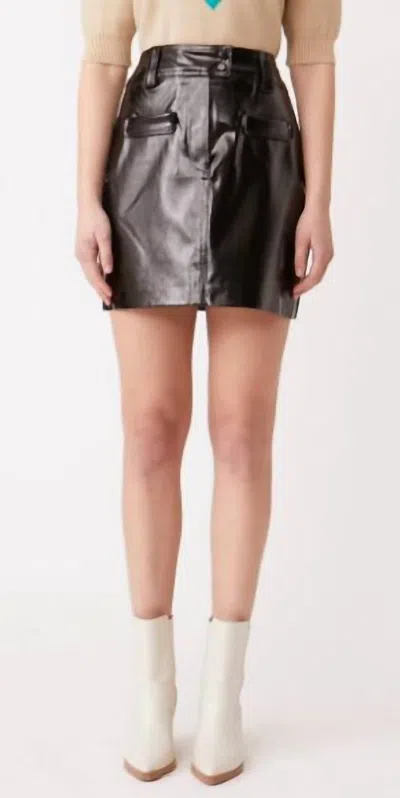 Suncoo Frankie Leather Mini Skirt In Black In Grey