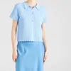 Suncoo Giblis Crochet Knit Short Sleeve Top In Light Blue In Blue