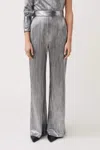 Suncoo Jill Wide Leg Pants In Argento Silver In Multi