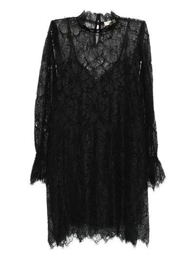 Suncoo Lace High-neck Dress In Black