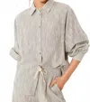 Suncoo Lady Striped Cotton Button-down Shirt In Noir In Gray