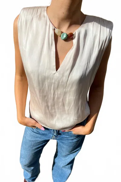 Suncoo Laeticia Sleeveless Top In Blanc Casse