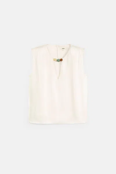 Suncoo Laeticia Sleeveless V-neck Top In Blanc Casse In Neutral