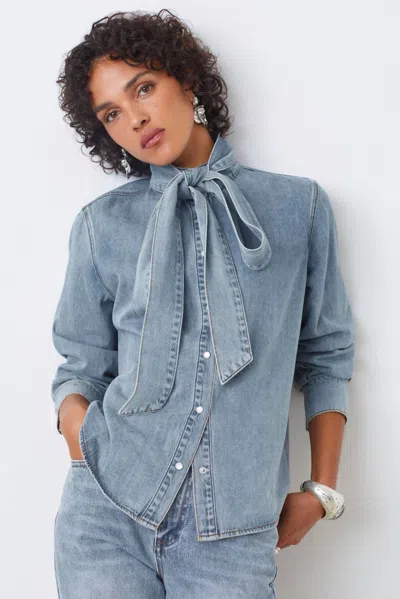 Suncoo Laos Light Denim Blouse In Jeans Clair In Blue