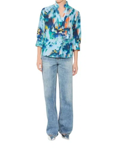 Suncoo Lassie Flowing Blouse In Turquoise In Multi