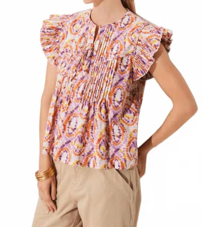 Suncoo Laurore Top In Orange And Purple In White