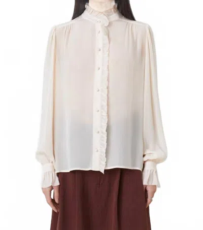Suncoo Leonor Flowing Blouse In Nude In Brown