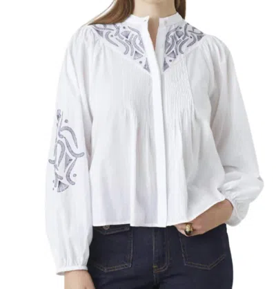 Suncoo Livio Embroidered Cotton Voile Blouse In Off-white