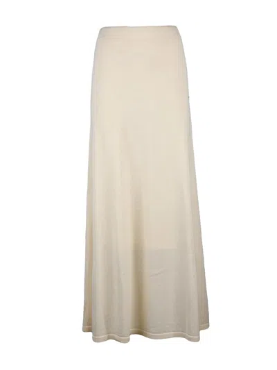 Suncoo Long Knit Skirt With Fluid Fit And Elastic Waistband In Neutral