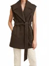 Suncoo Long Textured Thick Vest In Chocolate In Brown