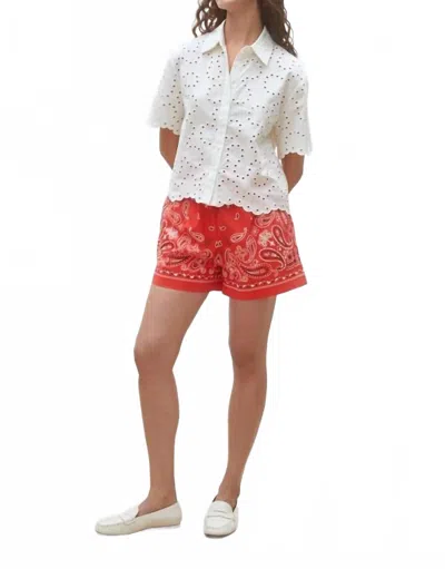 Suncoo Lory Geometric English Embroideries Blouse In Off White