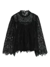 Suncoo Lucia Lace Mock-neck Blouse In Black
