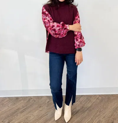 Suncoo Marjorie Sleevless Knit Vest In Warm Berry In Multi