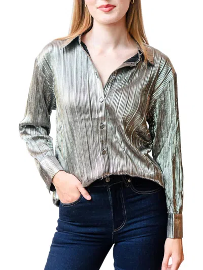 Suncoo Metallic Blouse In Silver