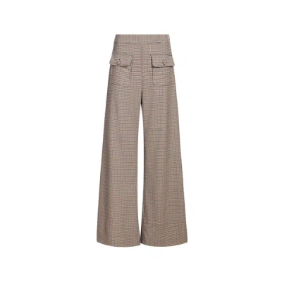 Suncoo Pantalon Large À Imprimé Pied-de-poule In Sand