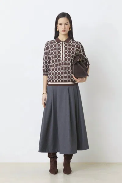 Suncoo Paolo Polo Shirt With Patterns In Coffee In Multi