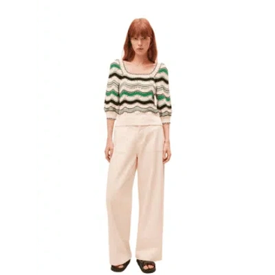 Suncoo Patrici Knit Top In Green Stripes From