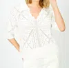 Suncoo Philda Crochet Knit Top In Blanc In White