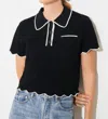 Suncoo Pikil Polo Short Sweater In Black In Black