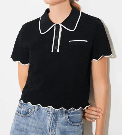 Suncoo Pikil Polo Short Sweater In Black