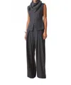 Suncoo Pinstripe With Subtle Sparkle Vest In Charcoal Grey In Gray
