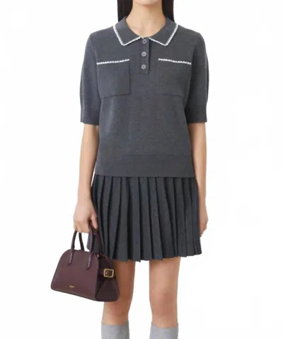 Suncoo Polka Polo Shirt Sweater In Carbon In Gray