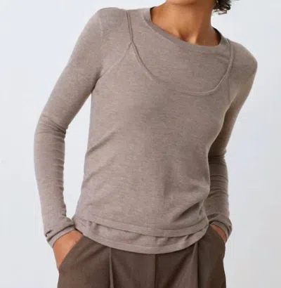 Suncoo Prava Top In Taupe In Gray
