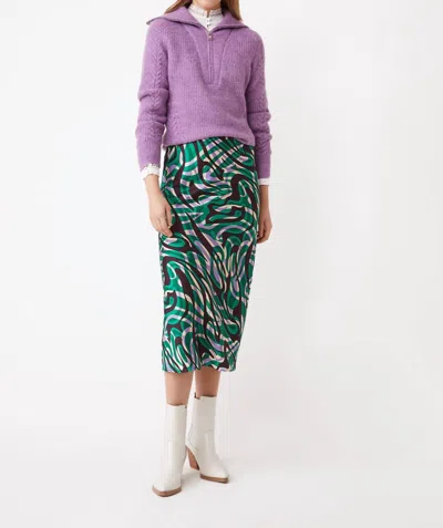 Suncoo Print Silk Maxi Skirt In Vert In Multi