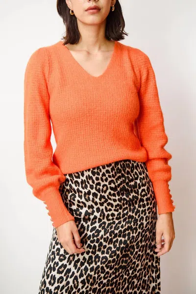 Suncoo Protia V-neck Sweater In Orange