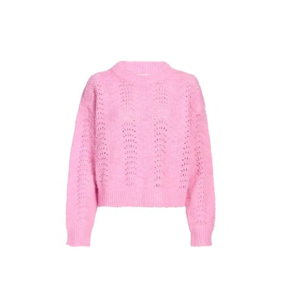 Suncoo Pull Ample En Maille Ajourée In Pink