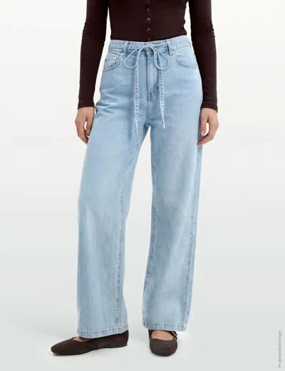 Suncoo Rabi Tencil Denim Wide Leg Pant In Jeans Clair In Multi