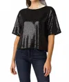 Suncoo Sequined Short Sleeves Shirt In Black In Black