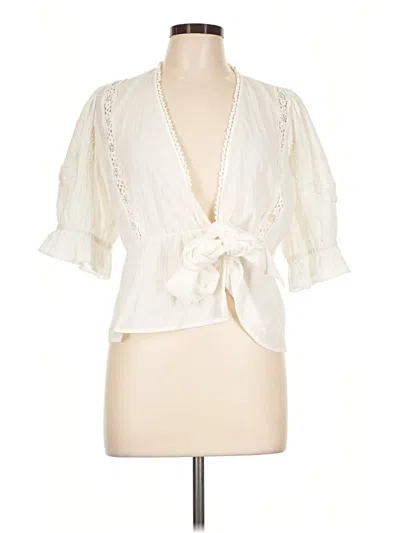 Pre-owned Suncoo Short Sleeve Blouse In Ivory