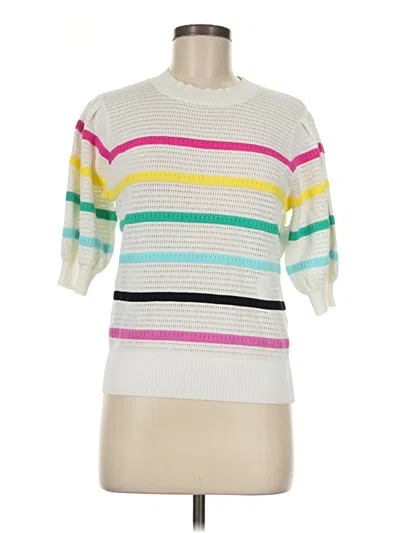 Pre-owned Suncoo Short Sleeve Top White Boatneck Tops