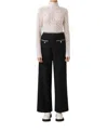 Suncoo Tweed Wide Leg Pants In Black In Black