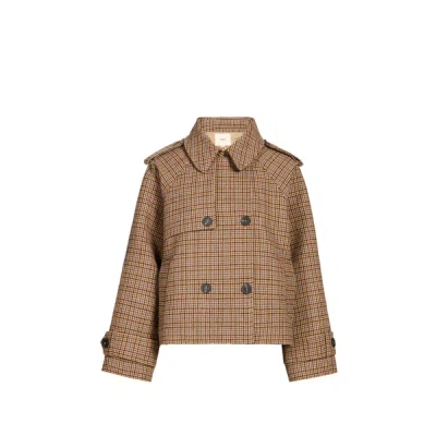 Suncoo Veste Col Classique Imprimé Pied-de-poule In Brown