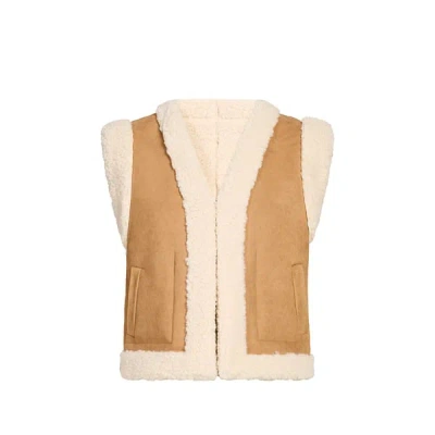 Suncoo Veste Droite Réversible Sherpa Et Velours In Brown