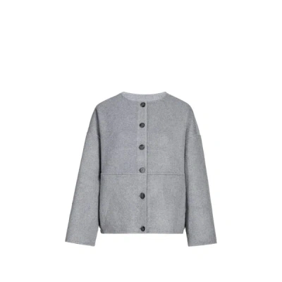 Suncoo Veste Large Col Rond En Laine Mélangée In Gray