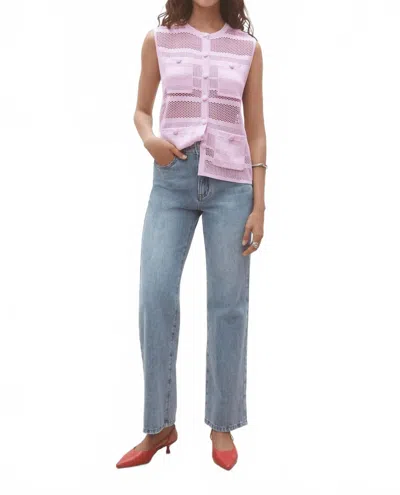 Suncoo Women's Geos Open Weave Sleeveless Cardigan In Rose In Pink