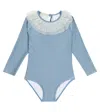 Suncracy Laguna Azul Tulle-trimmed Swimsuit In Blue