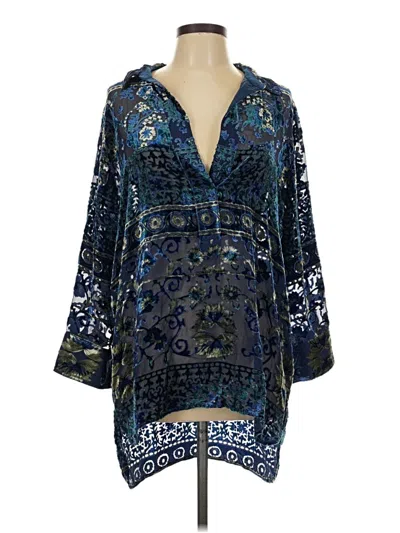 Pre-owned Sundance 3/4 Sleeve Blouse In Blue
