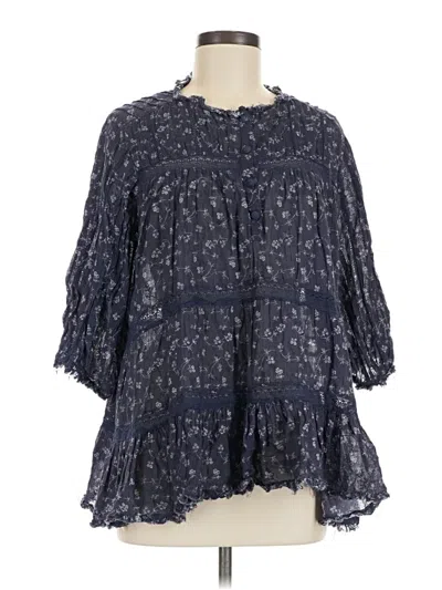 Pre-owned Sundance 3/4 Sleeve Blouse In Blue